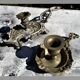 2 antique hand candlesticks Louis XV style rocaille bronze or brass