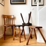 Light and black wooden stool