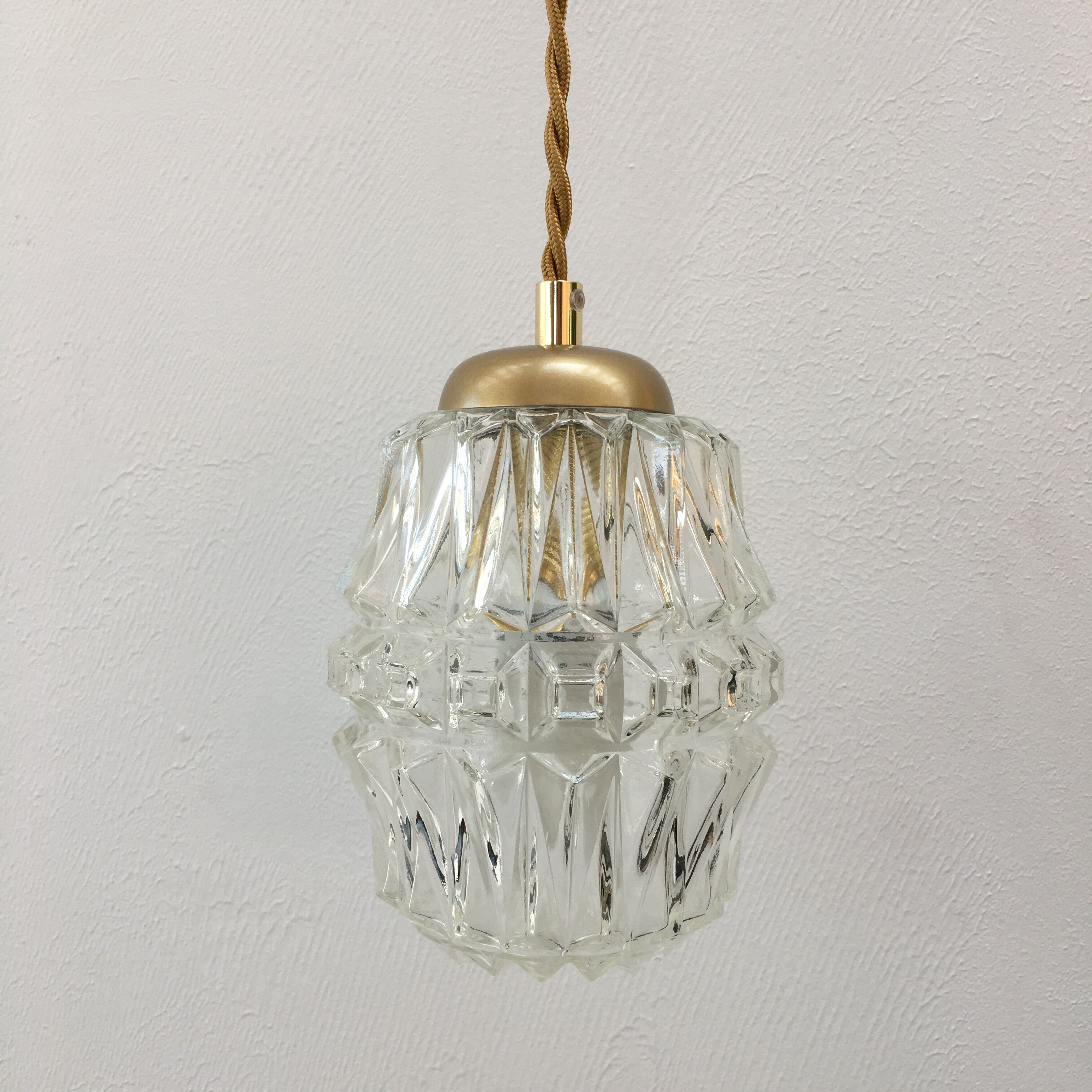 Vintage molded glass pendant lamp