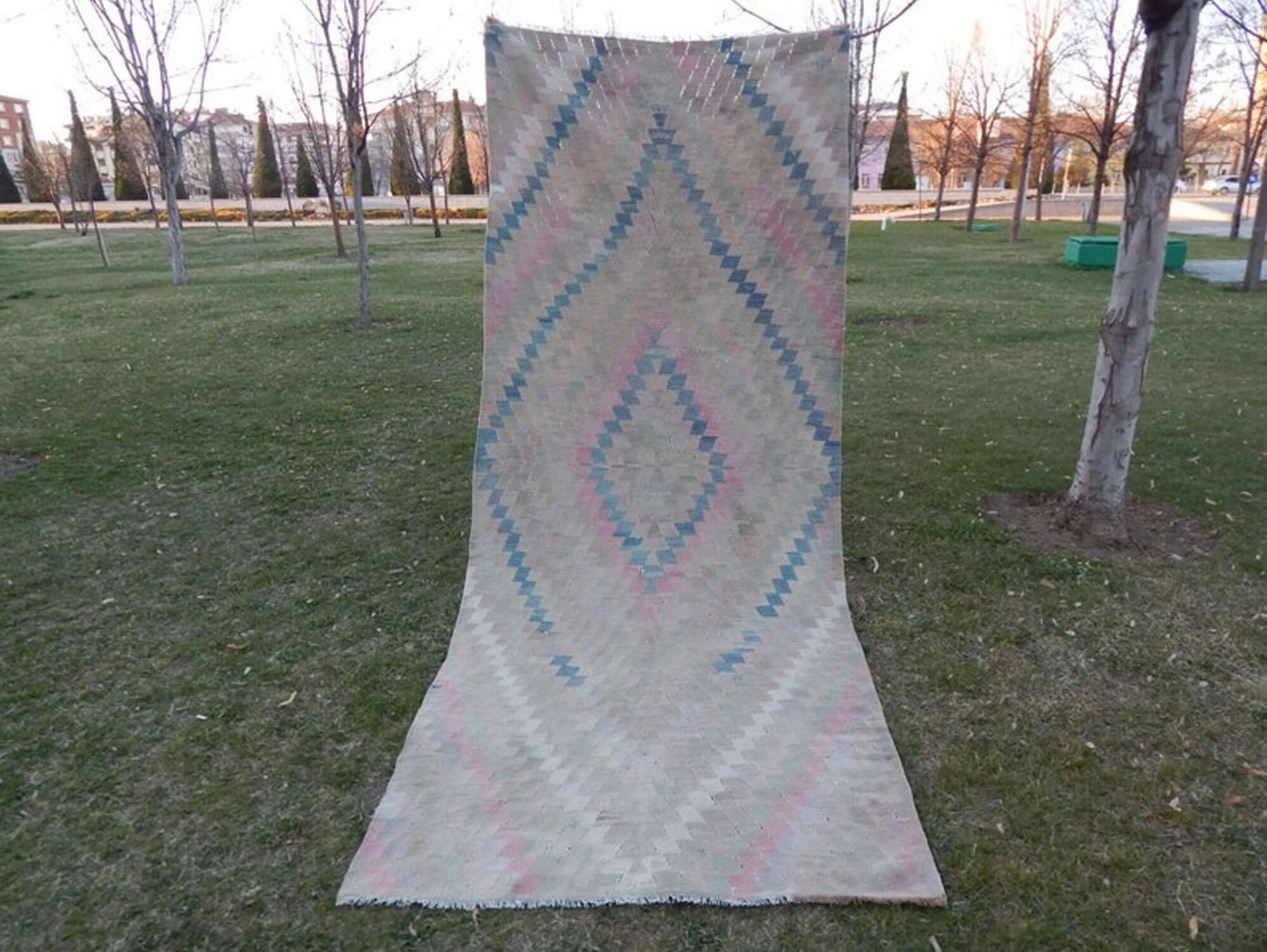 Vintage Turkish hallway rug 125x300 cm