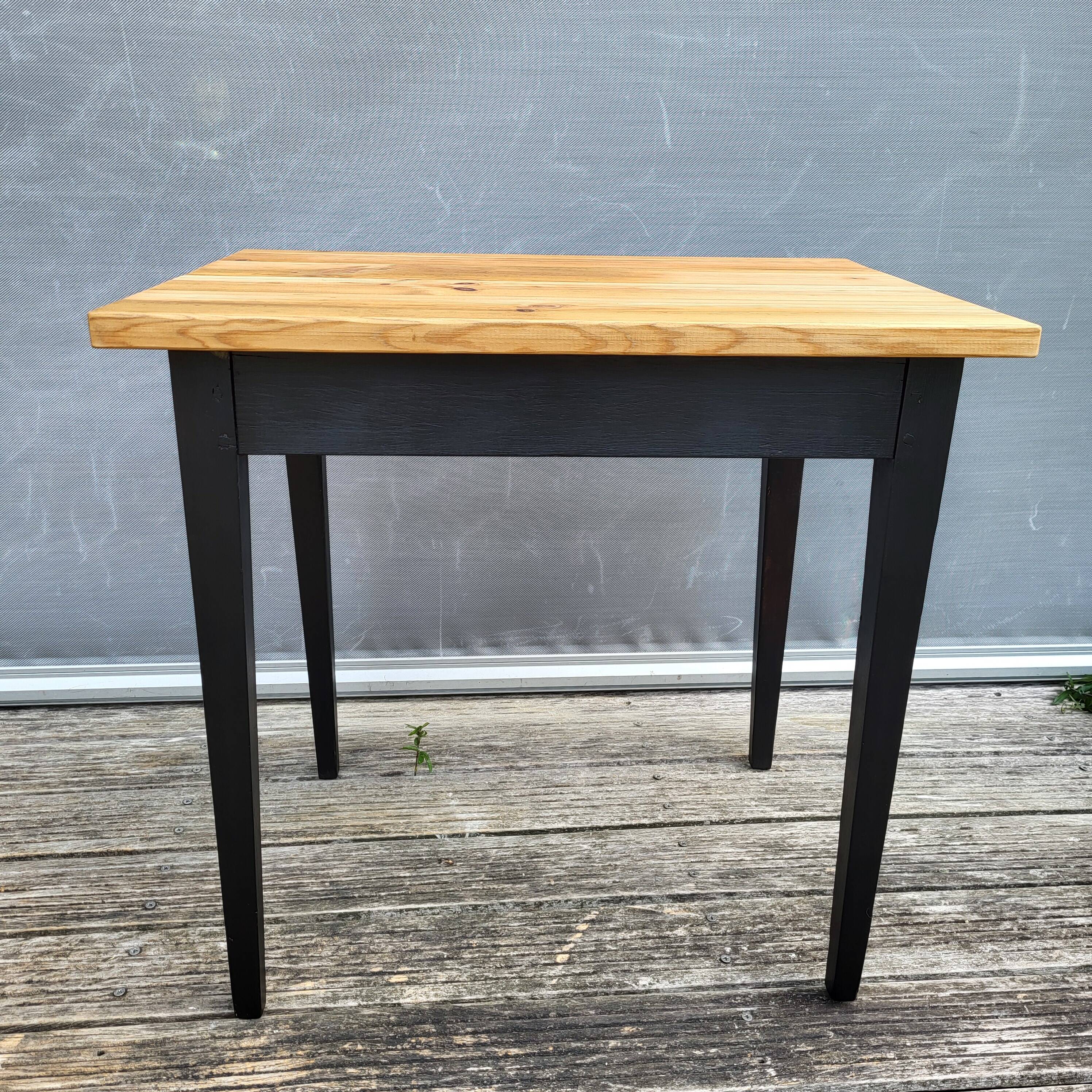 Petit bureau table d'appoint bicolore miel et noir