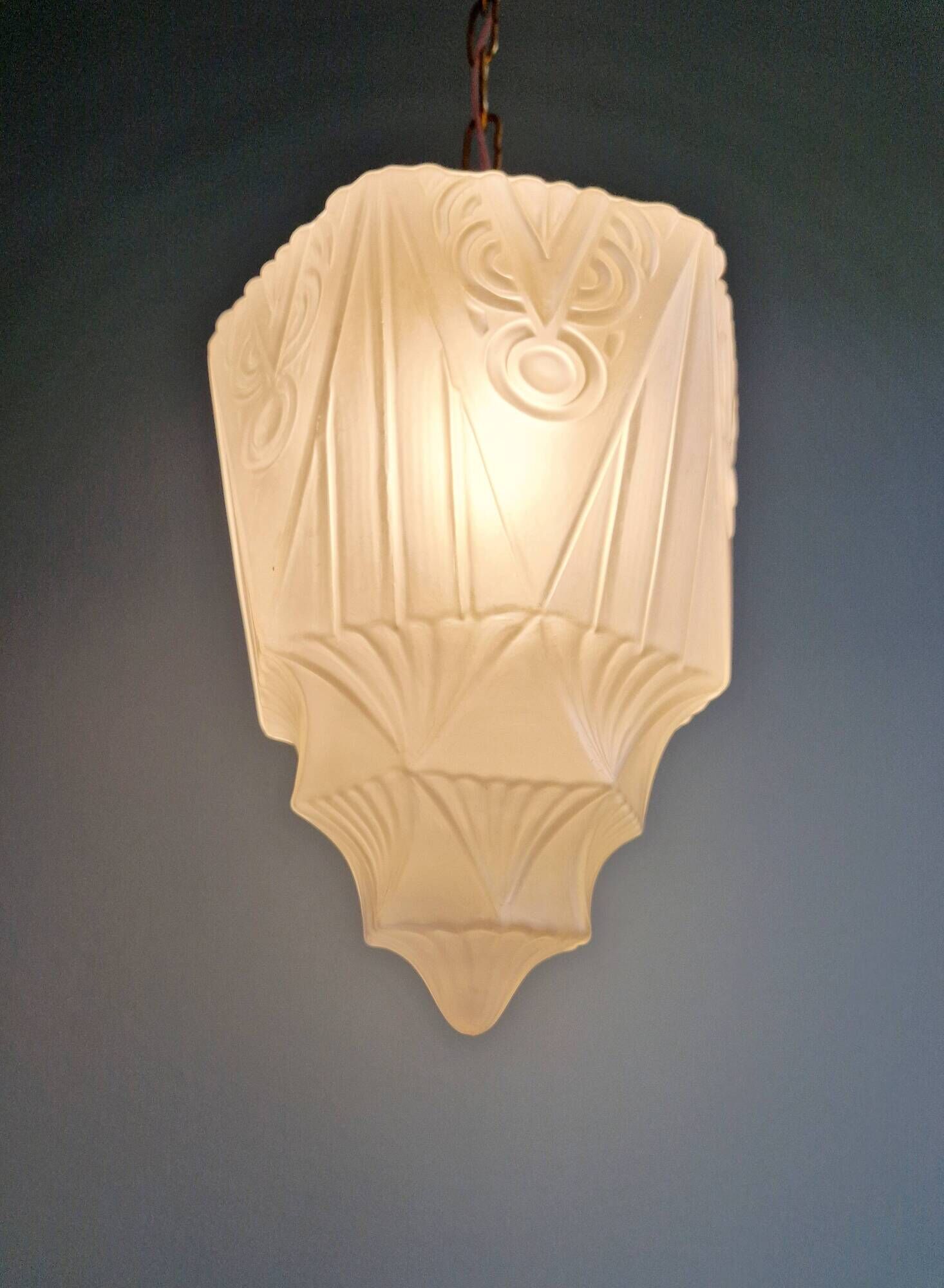 Art Deco pendant lamp in satin glass, 1920s-30s