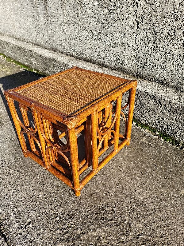 Lot de 3 tables gigognes en rotin