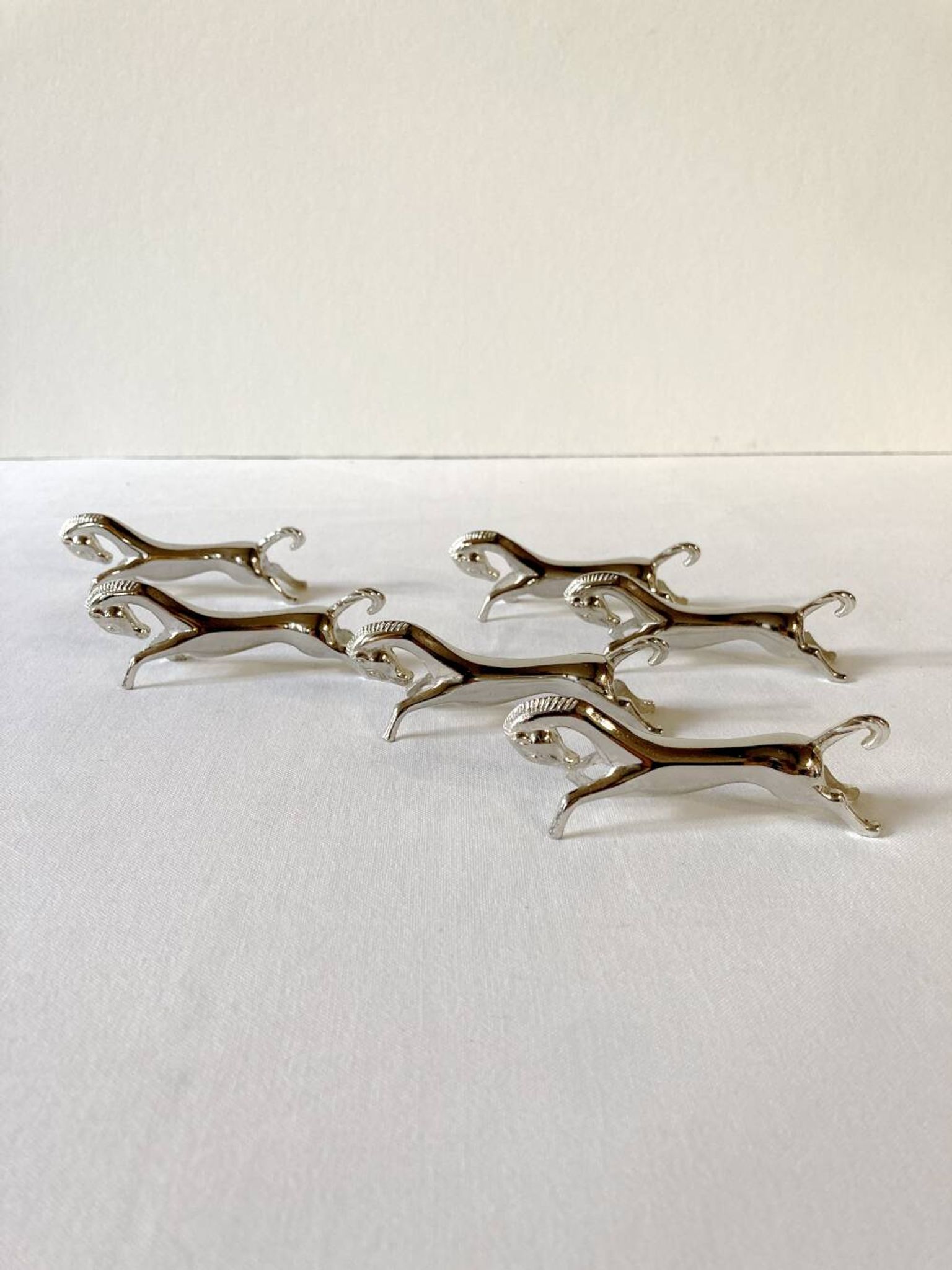6 silver-plated knife rests in the shape of a horse. 1960s