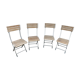 4 chairs bistro folding metal and slatted wood