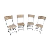 4 chaises bistro pliantes métal et lattes bois