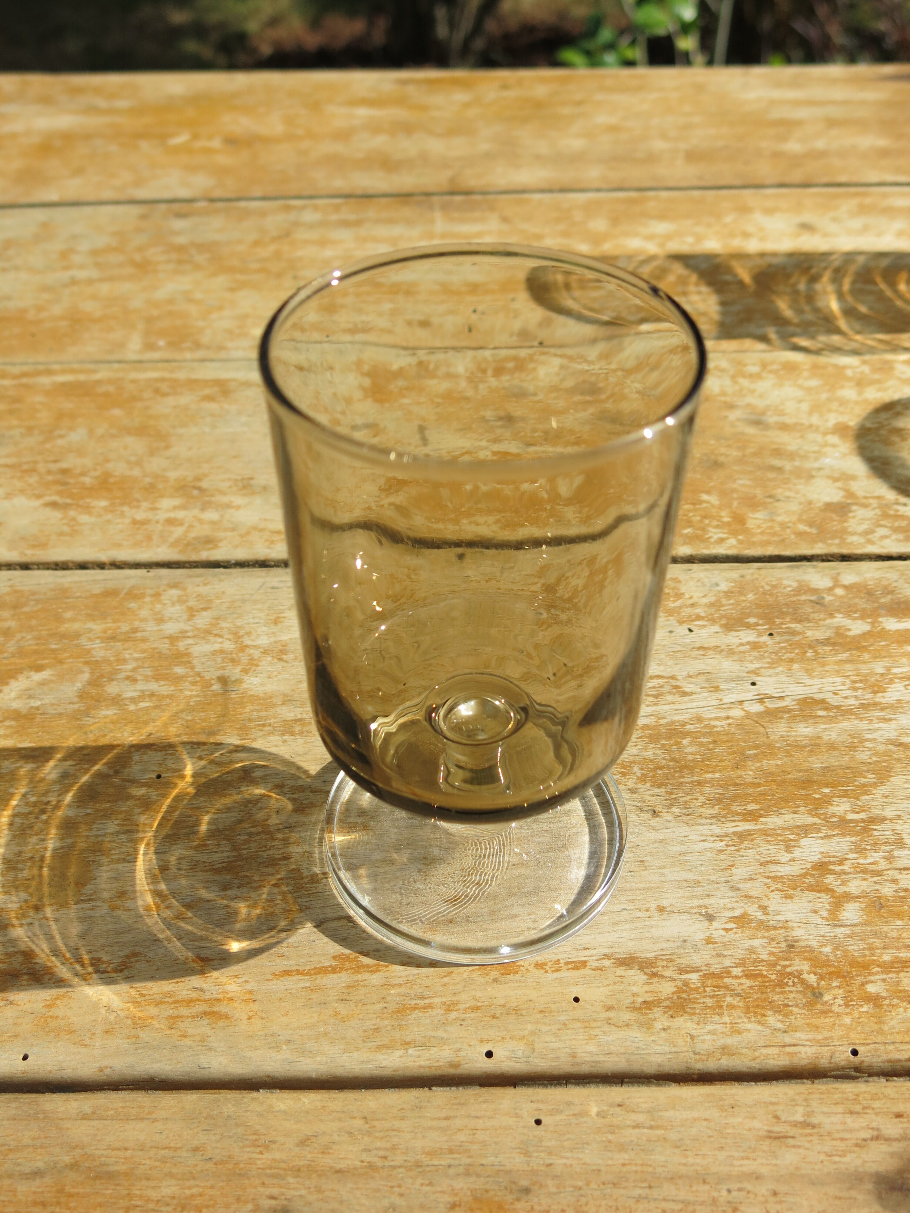 11 gray smoked glass foot glasses in excellent vintage condition