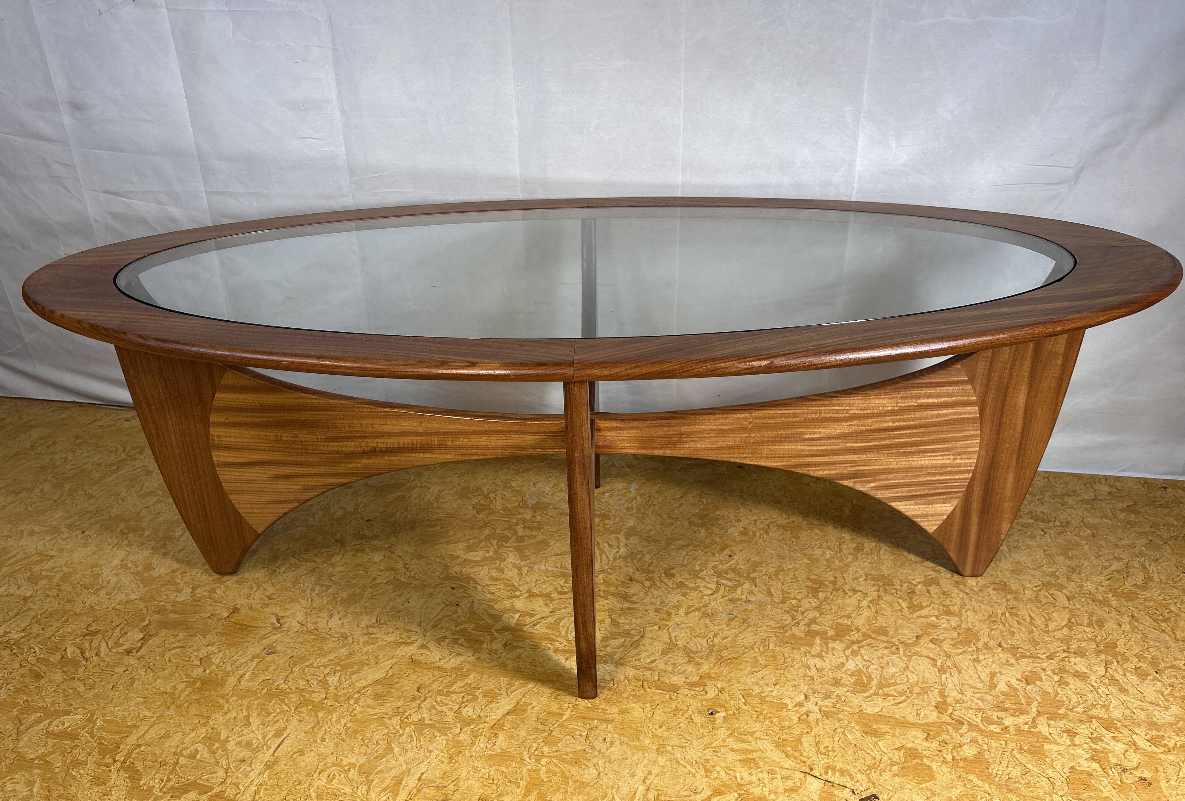Mid-Century Retro Vintage Teak Glass Oval Astro Coffee Table by G Plan ...