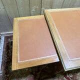 Louis XVI style flat desk in cherry wood and leather