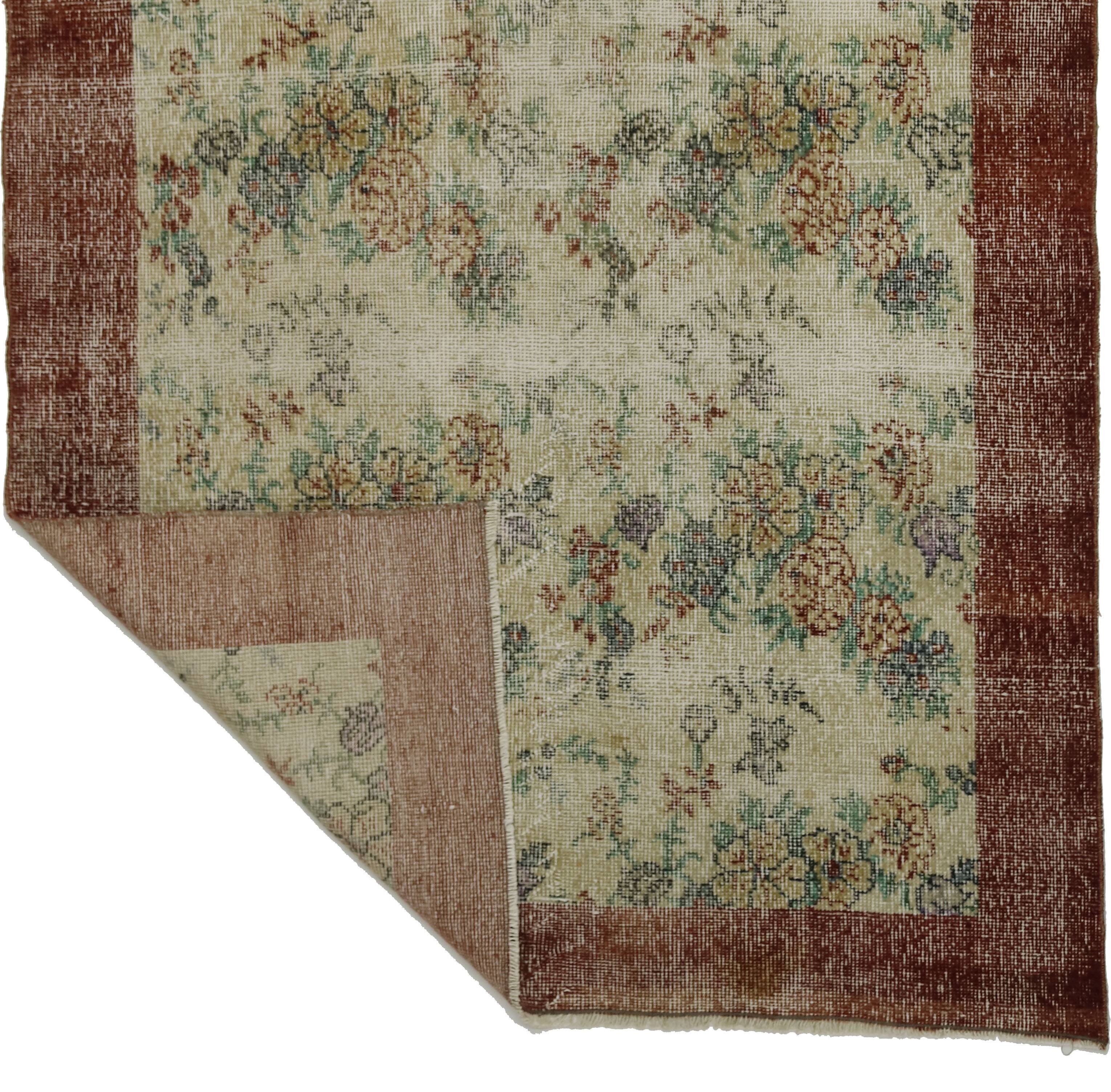 Turkish Anatolian Handmade Vintage Area Rug 197 cm x 116 cm