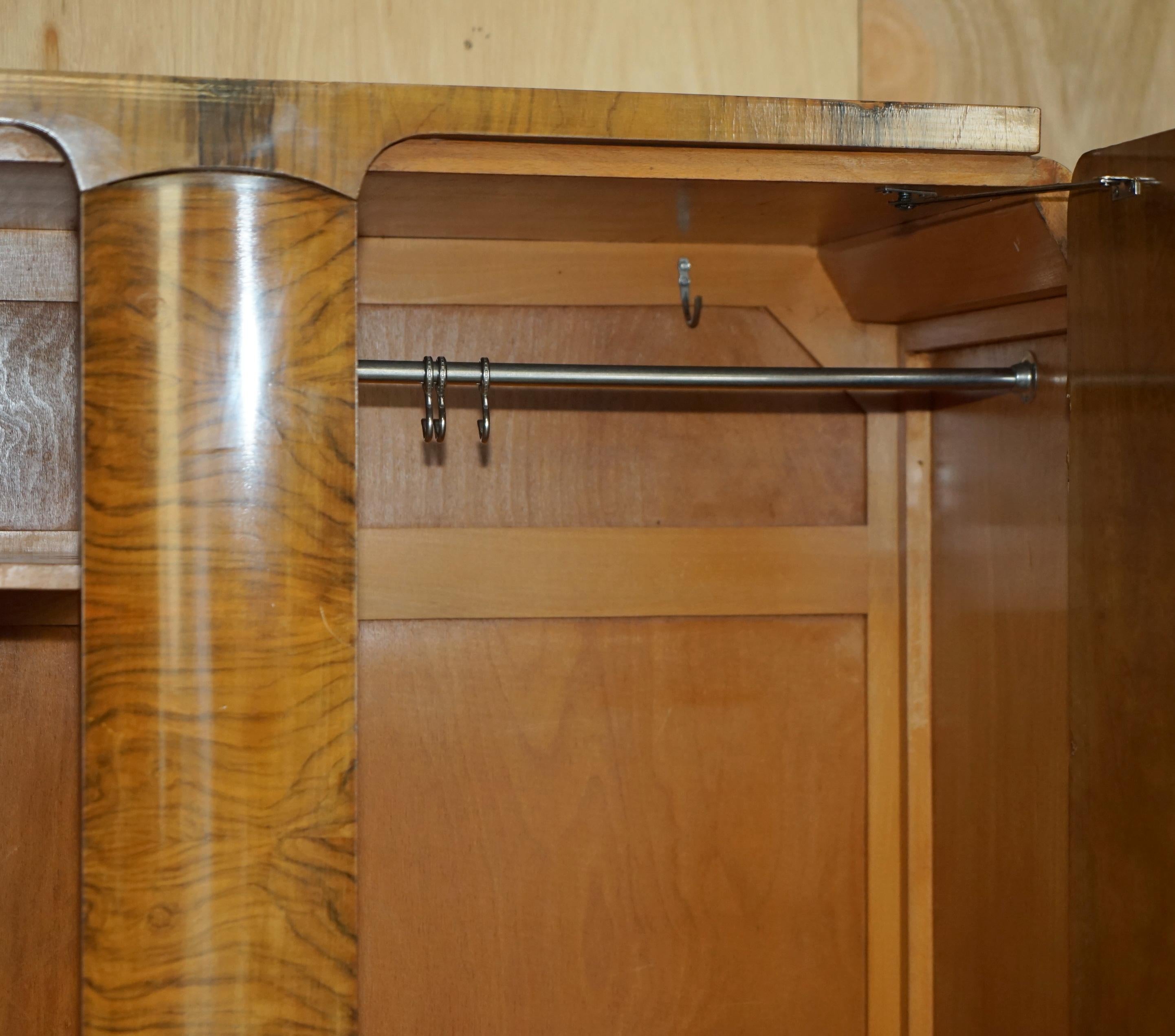 Double Art Deco wardrobe circa 1930 in satin walnut.