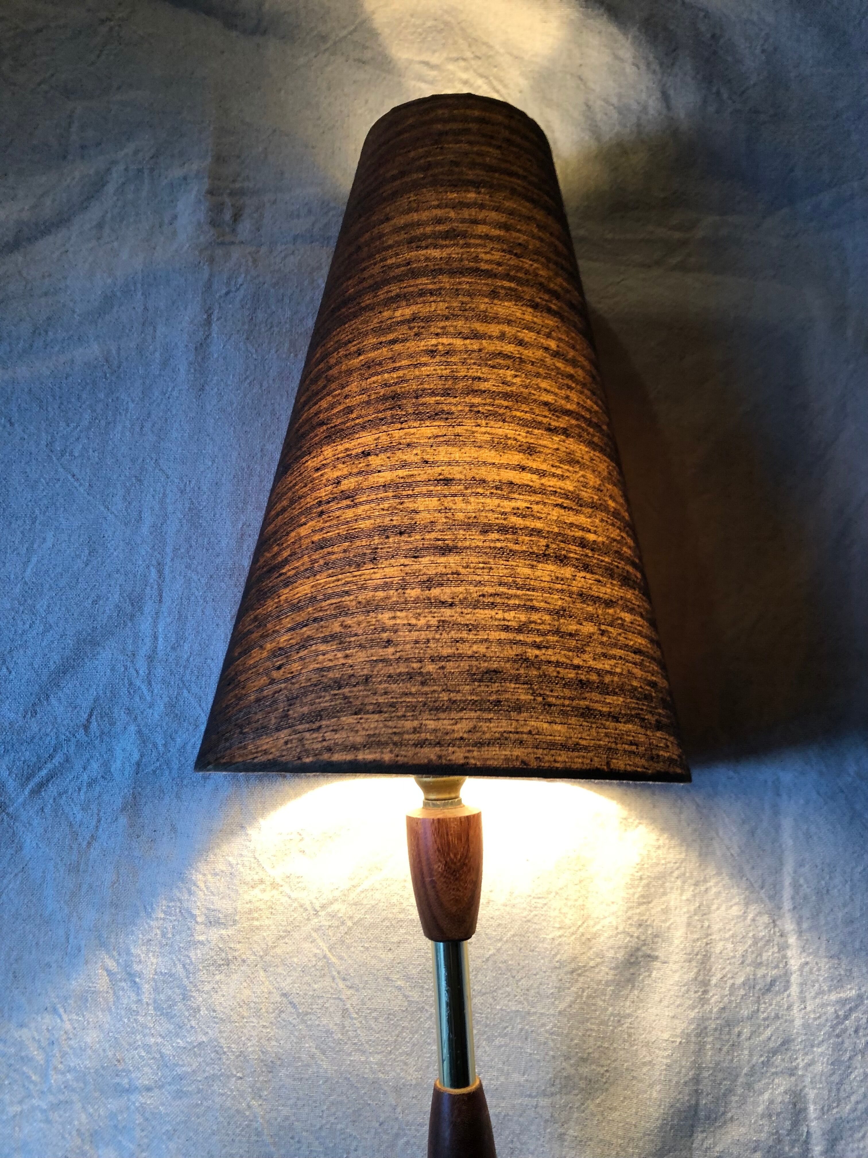 Teak and brass table lamp 60s