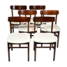 Ensemble de 6 chaises de salle à manger italiennes vintage en palissandre et similicuir, années 1960