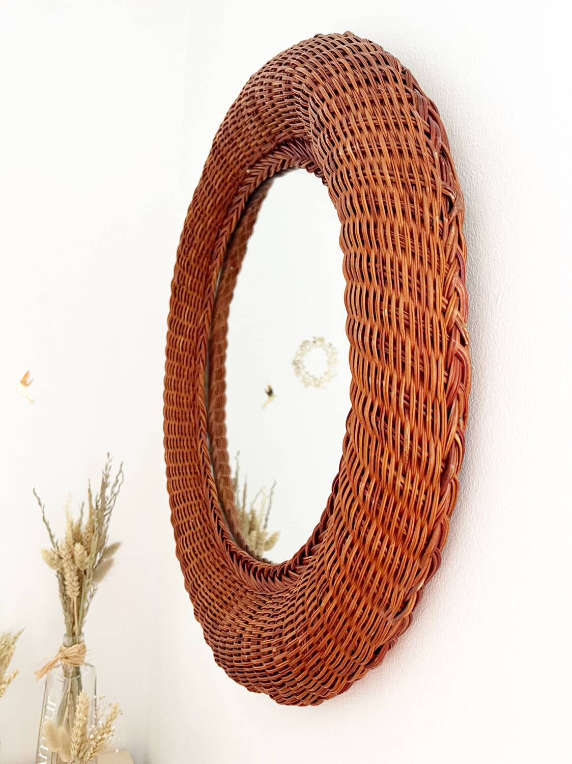 Vintage wicker mirror