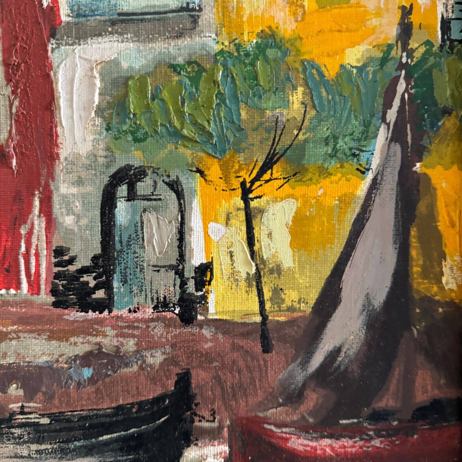 Oil on panel representing a fishing port by S. Margarit 20th century