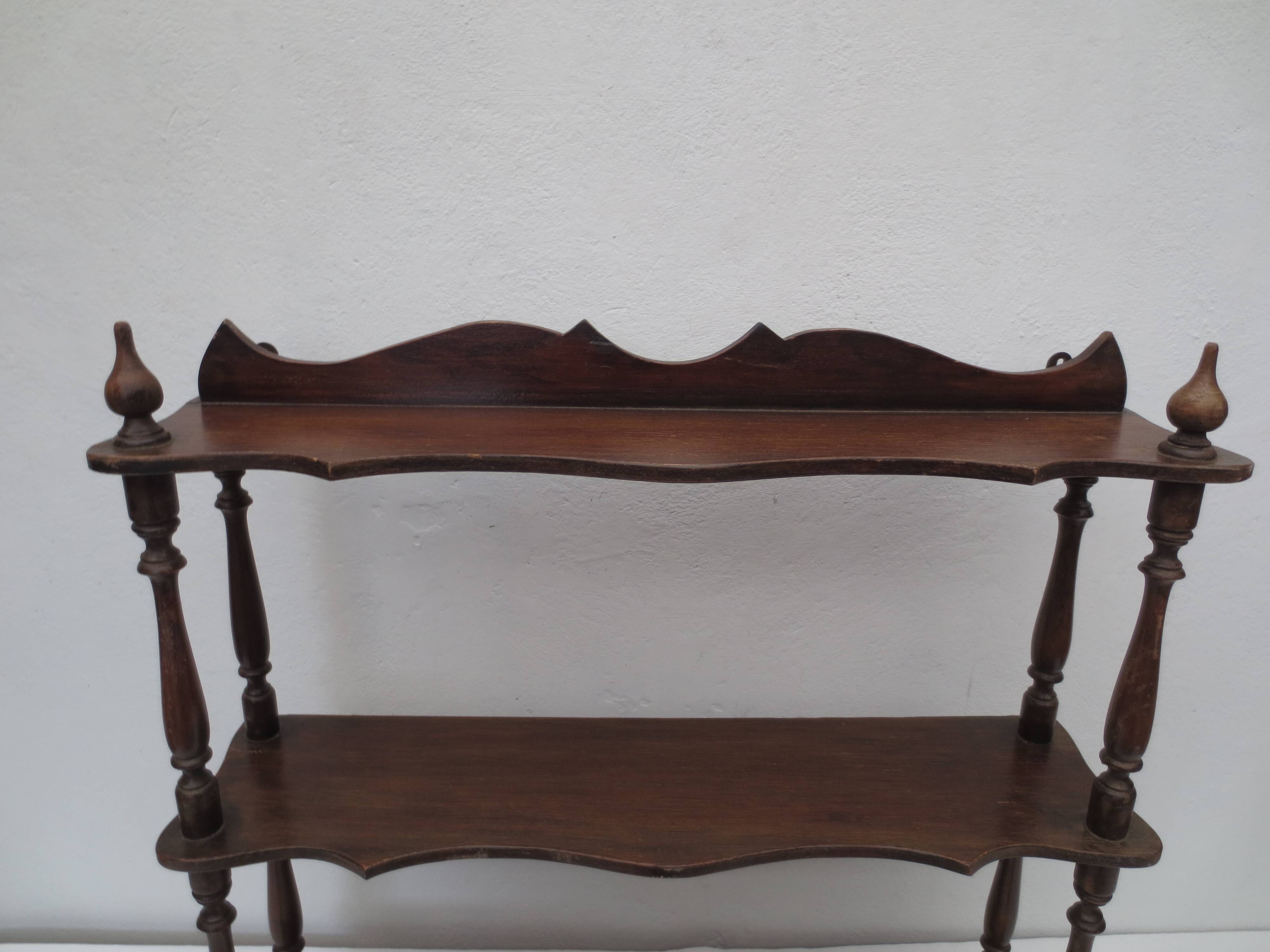 Old turned wood shelf, walnut color