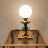 Lampe vintage laiton et opaline 1970