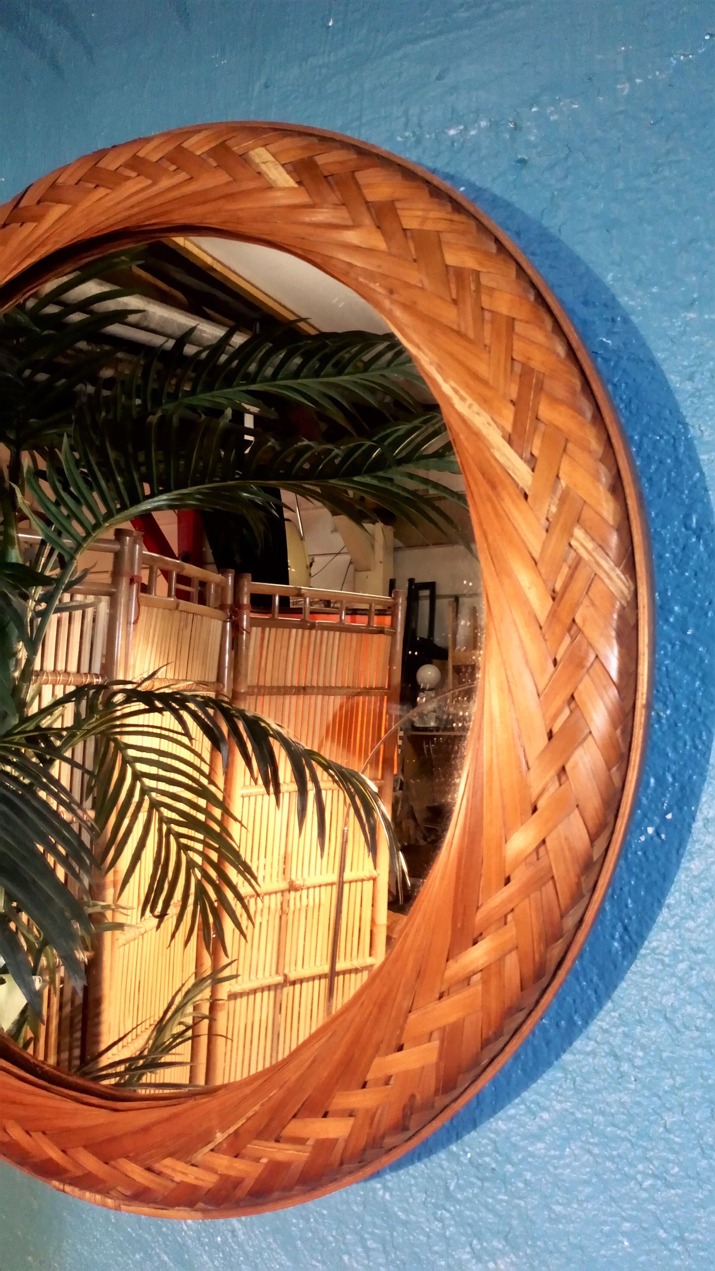 Wicker wall mirror 1960s