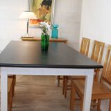 Vintage 180 cm suede dining table