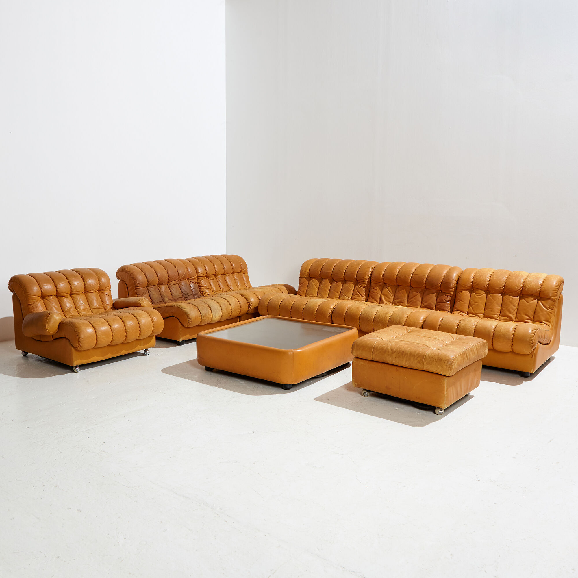 Modular leather sofa set