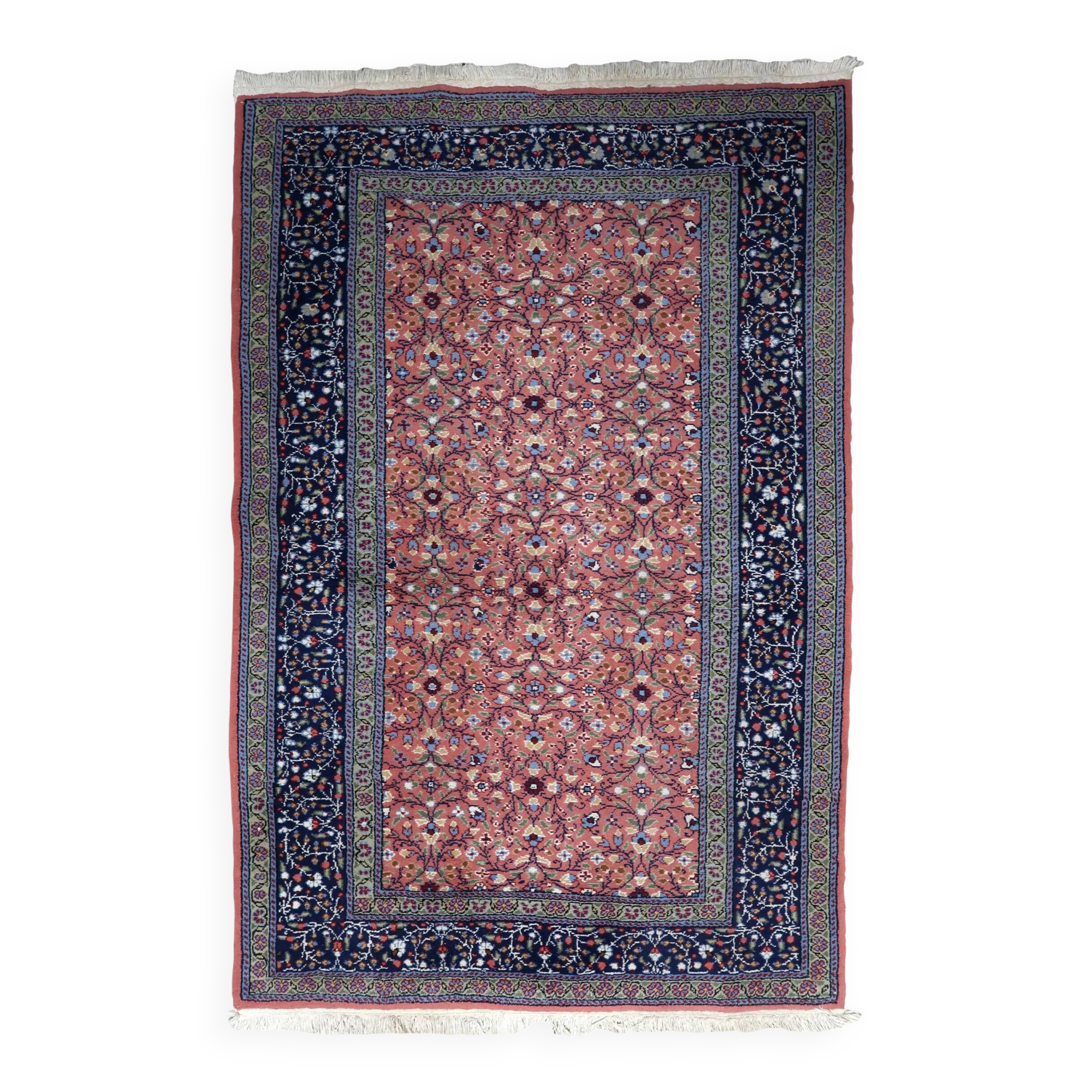 Handmade vintage Indian Agra rug 121cm x 183cm 1960s