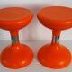 2 orange diabolo stools from the 70s