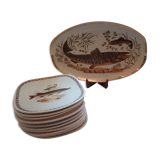 Set of 12 Longchamp plates and fish dish