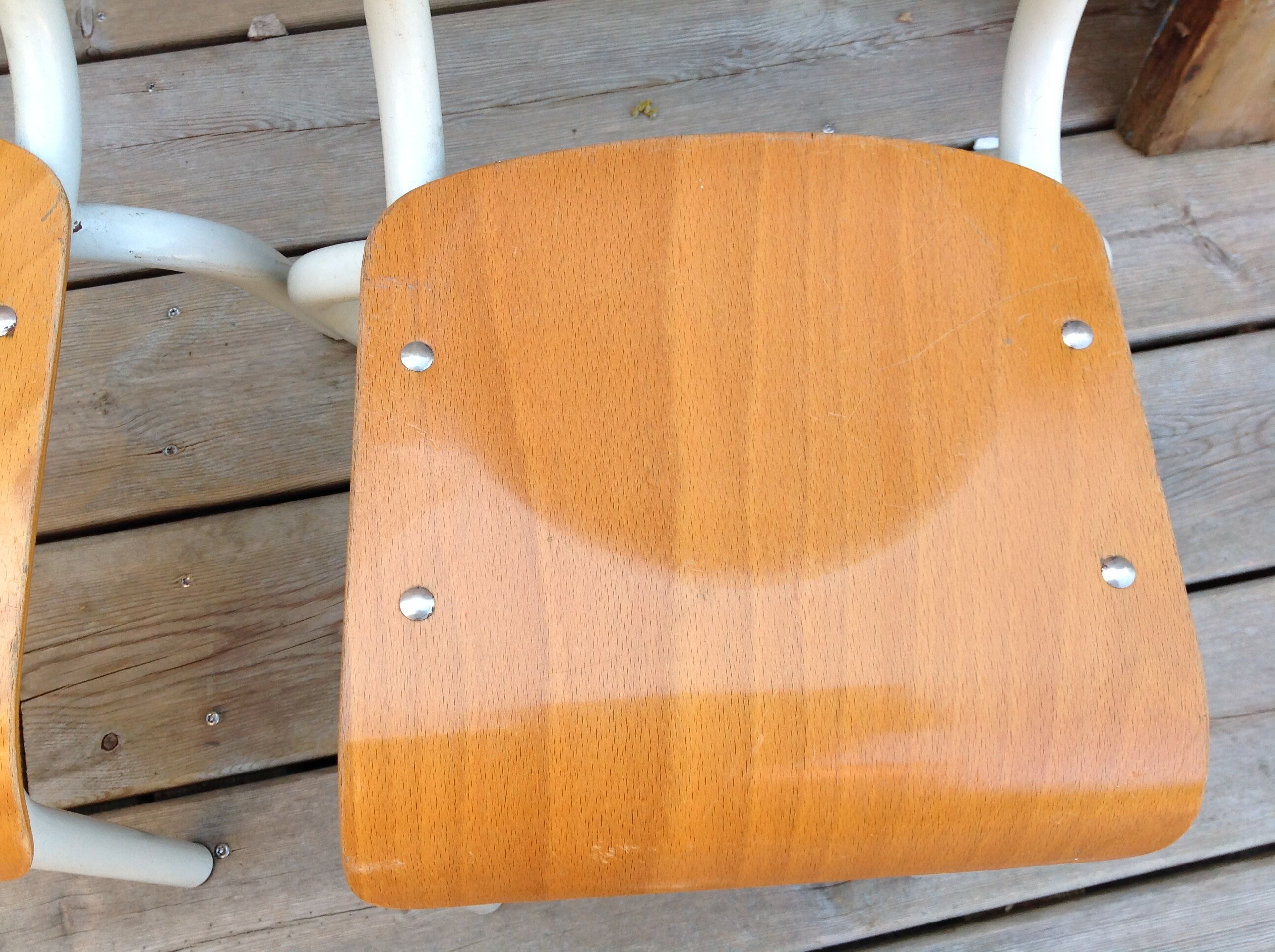 Duo of child school boy chairs