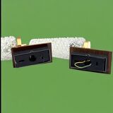 Pair of vintage wall sconces in molded glass and gilded brass