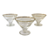 Trio of glass dessert bowls with gold rims, La Rochère, France