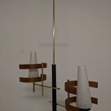 Scandinavian teak and brass chandelier from the 50s/60s