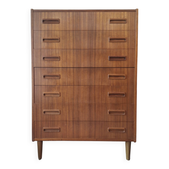 Teak chest of 7 drawers by Borge Dam, Denmark 1960s