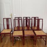Set of 7 lacquered and caned chairs 1980 MONTINA SPA Italy