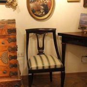 18th Century French Directoire Mahogany Chairs with Silk Blend Upholster Fabric, Set of 4