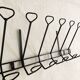 Wall-mounted coat rack with 12 hooks in handcrafted wrought iron