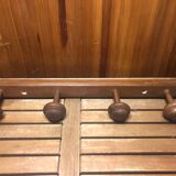 Old coat rack with 4 vintage wooden hooks