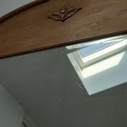 Miroir bois patiné glace biseautée vintage 76 cm x 96 cm
