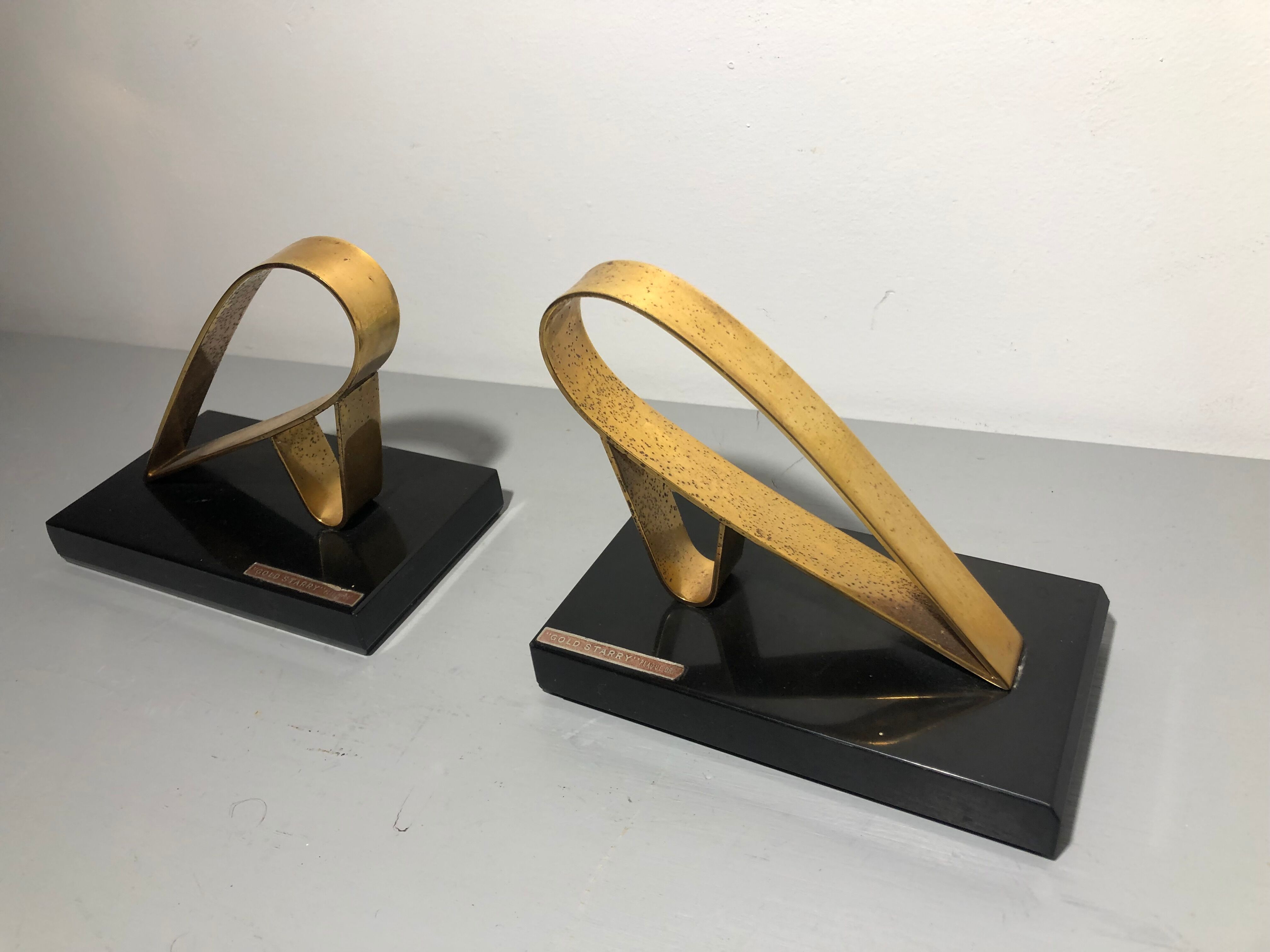 Pair of greenhouses vintage books in gold metal gold starry 1950s/1960s