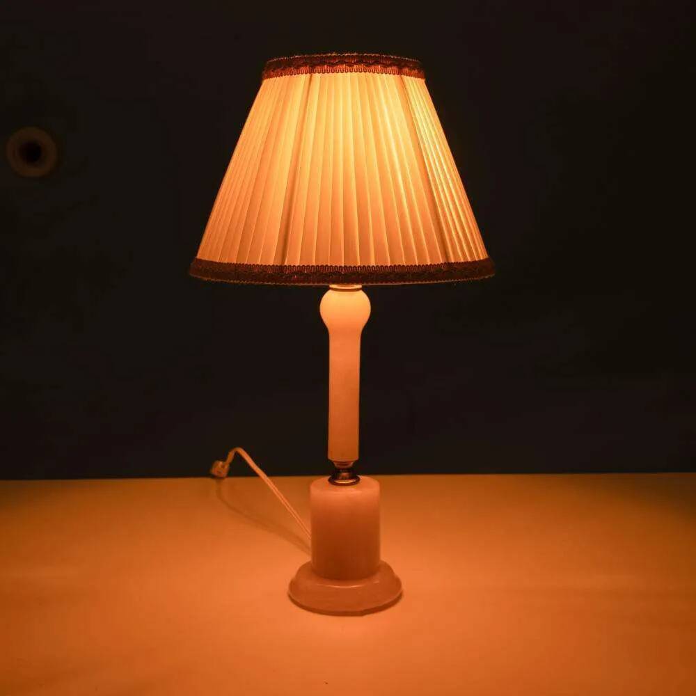 Bohemian chic natural stone table lamp, mid-century onyx table lamp.
