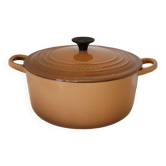 Casserole casserole Le Creuset 22 cm cast iron enamelled Brown Beige vintage