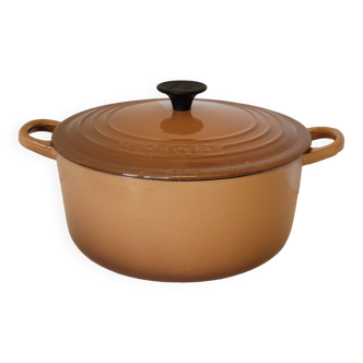Cocotte casserole Le Creuset 22 cm fonte émaillée Marron Beige vintage