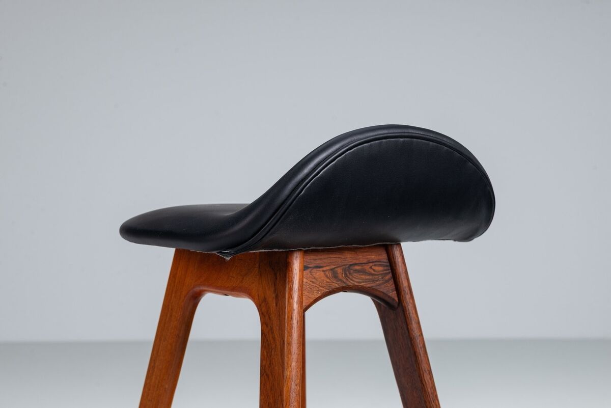 Erik Buch set of three “OD61” bar stools in rosewood Oddense Denmark 1965