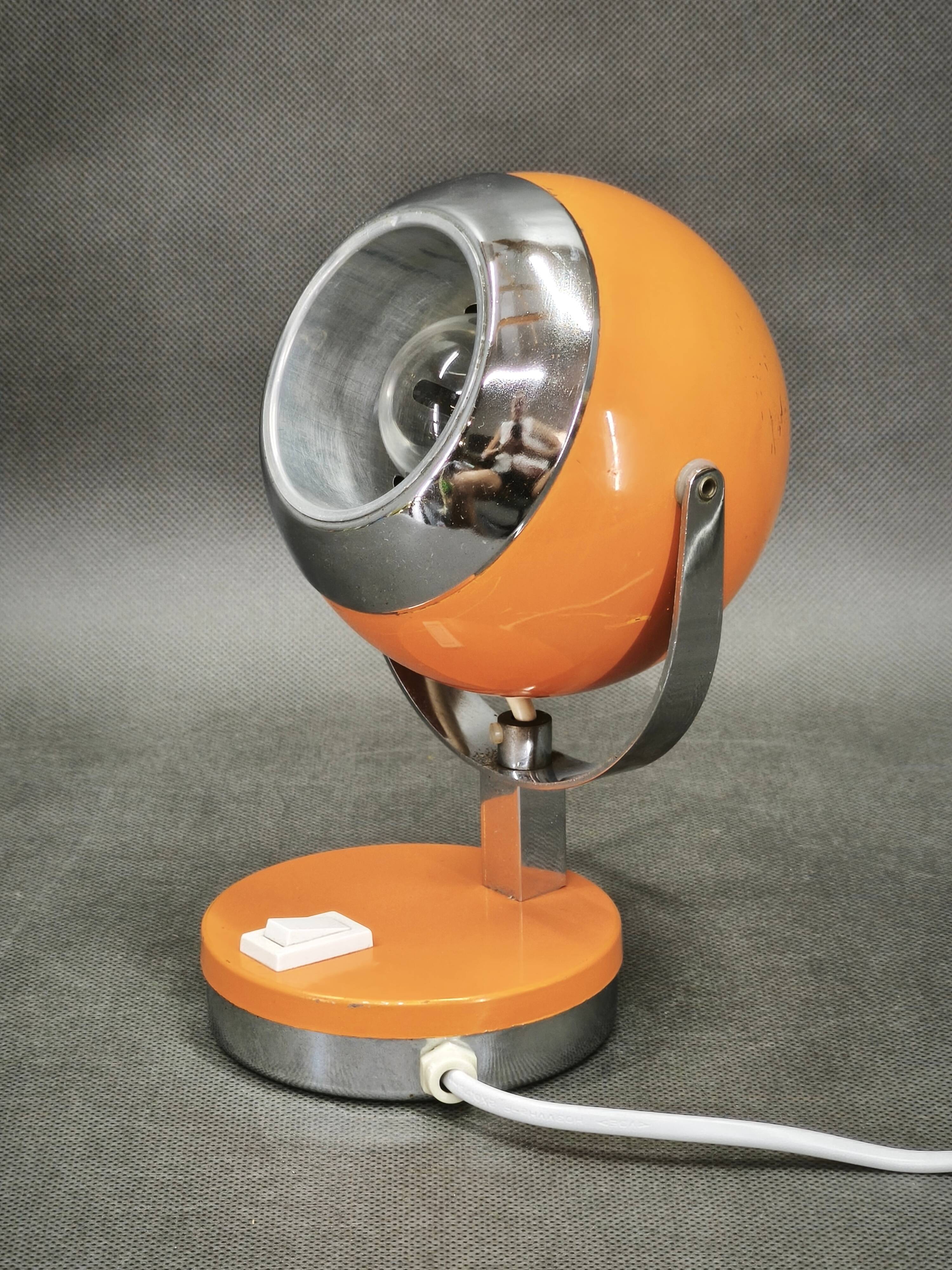 Goffredo Reggiani Orange Eyeball Space Age Table Lamp, Italy, 1970s