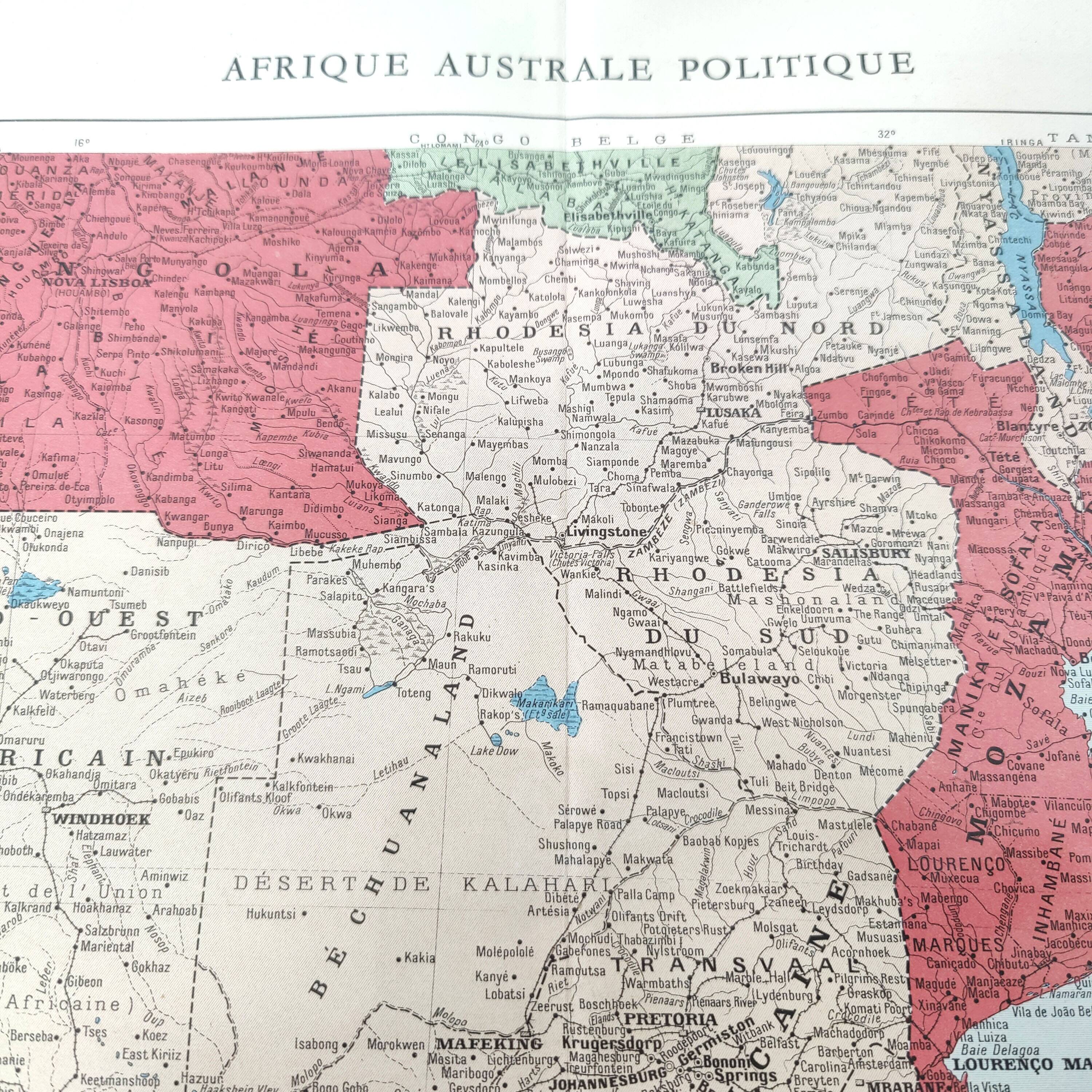 Vintage map of South Africa 38x43cm from 1950