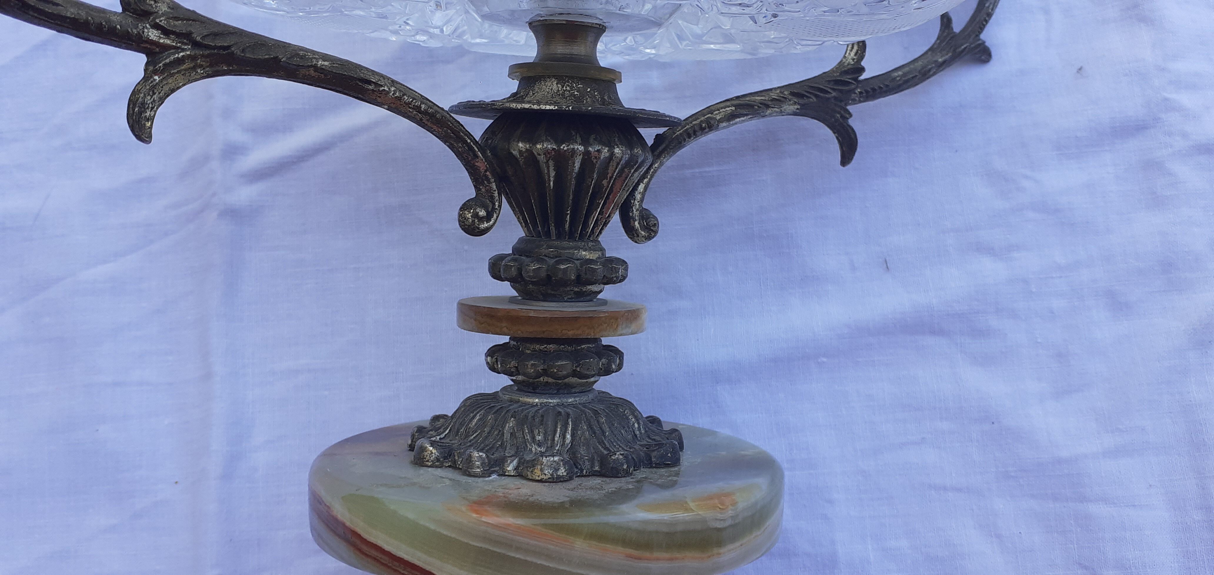 Crystal cup and silver metal