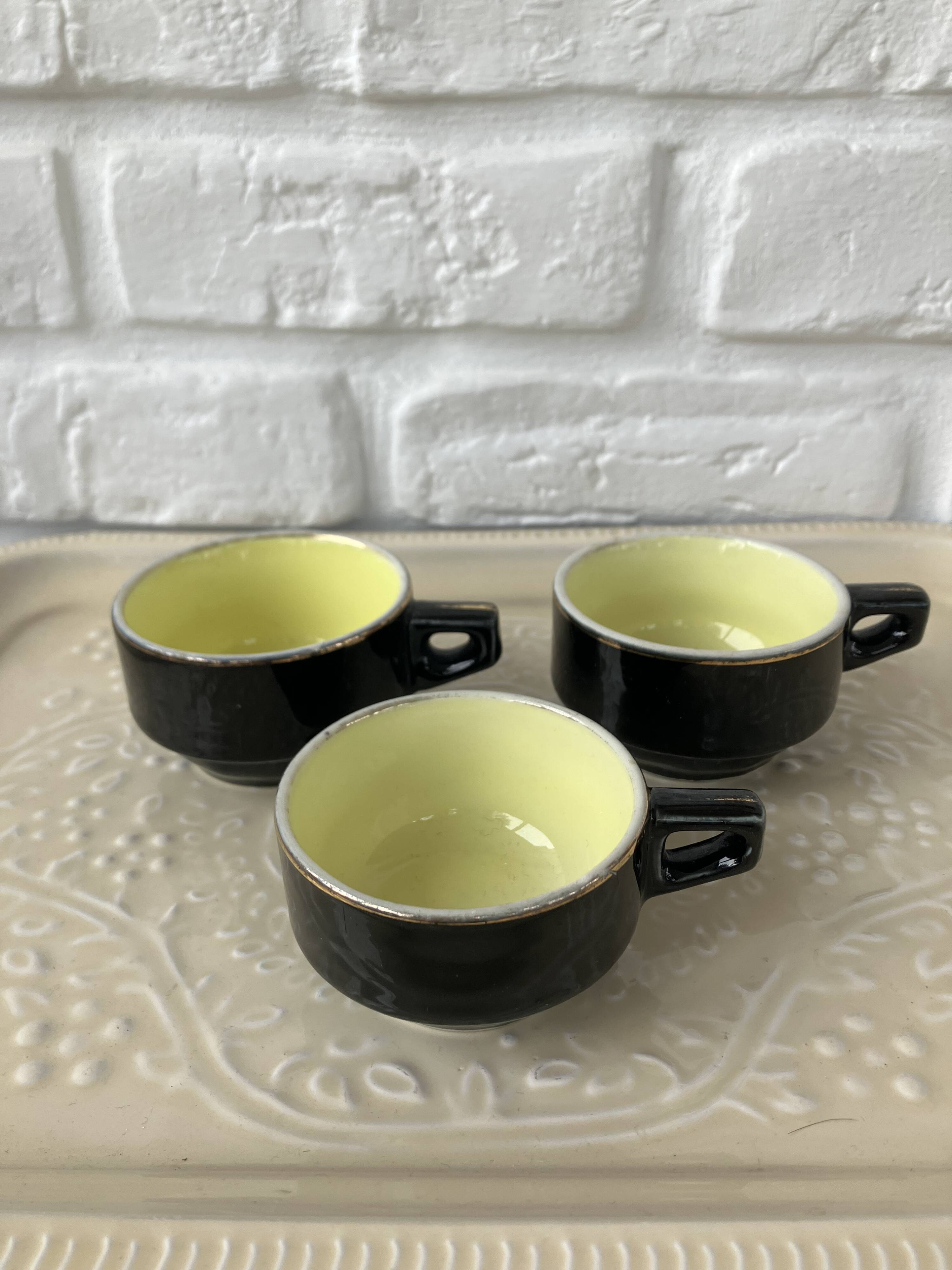 3 cups of black & yellow bistro coffee from Salès, France