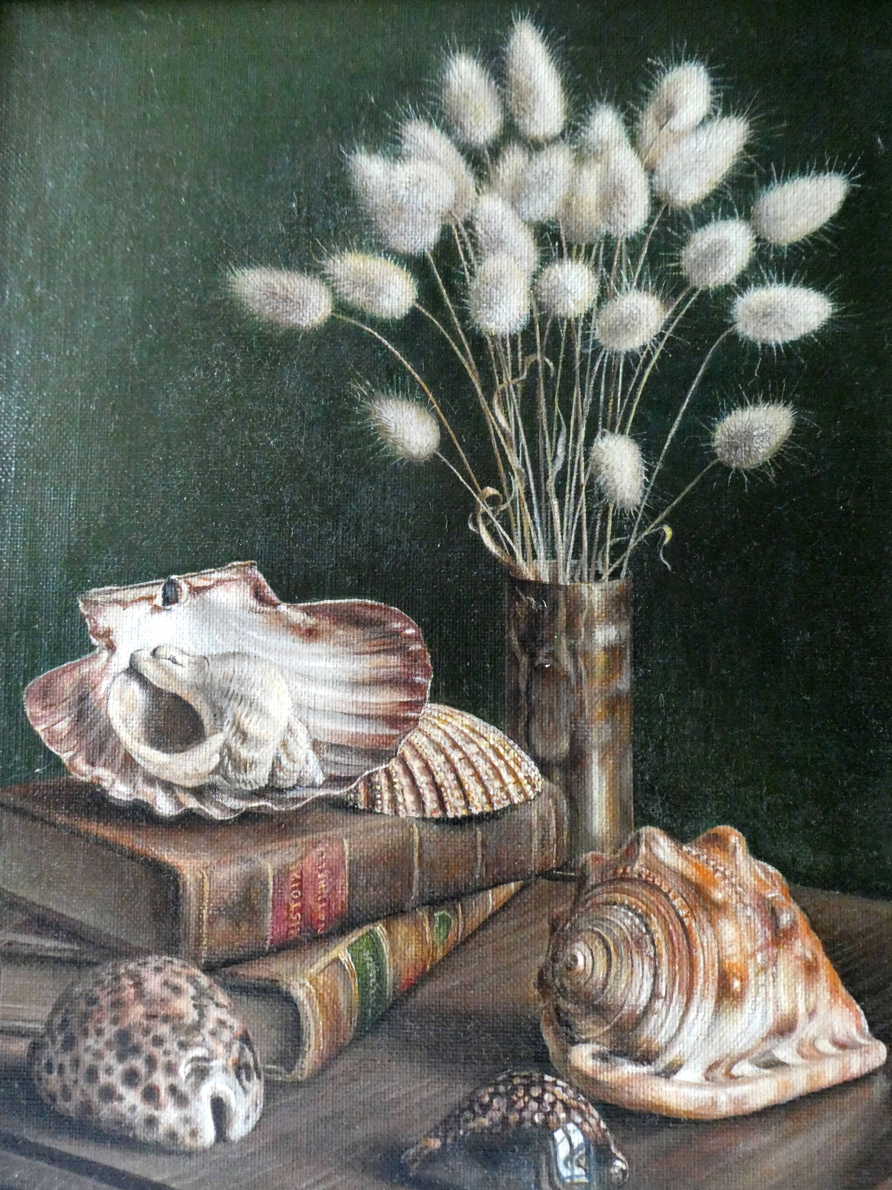 Painting, still life with shells, 70s