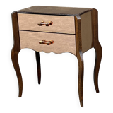 1940s Art Deco bedside table in copper mirror