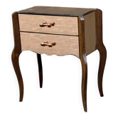 Table de chevet Art Déco années 40 en miroir cuivré