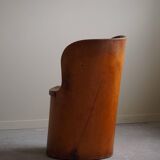 Hand-carved primitive chair made from pine logs, modern Swedish, Wabi Sabi, 1960s.